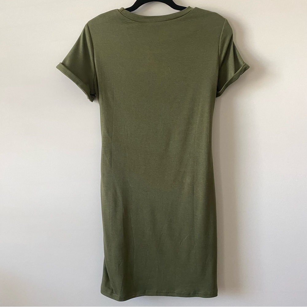 NWT Lillisory T Shirt Faux Wrap Bodycon Ruched Green Mini Dress size M - Picture 12 of 13